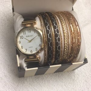 Embassy | New Wrist watch with 10 bangle bracelets